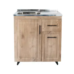 DOMSA - Kit Mueble Lavaplatos Derecho PVC80WD Nogal 80x50x90cm…