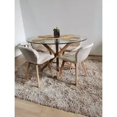 CORI CORI - Comedor Warwick 120cm + 4 Sillas Mariposa Velvet Beige