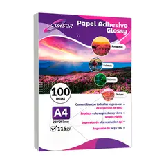 CURSOR - Papel Fotográfico Adhesivo 115 Gr A4 Pack De 100
