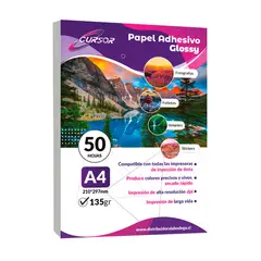 CURSOR - Papel Fotografico Adhesivo A4 135g Pack 50 hojas