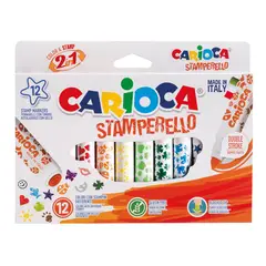 CARIOCA - Plumones Stamperello doble punta con sello(12 colores)