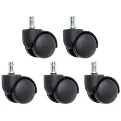 GENERICO - Pack 5 Ruedas Para Silla Escritorio Nylon Set 5 Universales
