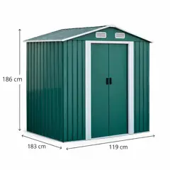 SPACE HOME - Bodega de Jardín Metálica Verde con Puertas Corredera 183x119