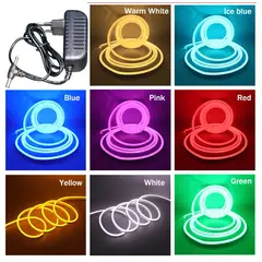 GENERICO - Cinta Led Neon Luz 5 Metros Flexibletransformador 12v BLANCO FRÍO