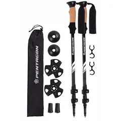 PENTAGON - Bastones Trekking Set 2 Plegables Aluminio - Negro