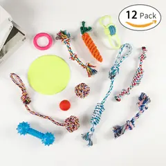 MASCO TODO - Set 12 Juguetes Mascotas Perro bola, Cuerdas, Nudos, pollo