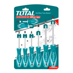 TOTAL TOOLS - Kit Set Juego Destornilladores 8 Piezas Total Tht250608