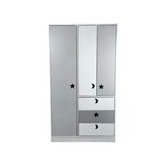 MUEBLES KIDS - Closet 3 puertas , 3 cajones blanca gris