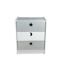 MUEBLES KIDS - Cajonera de 3 cajones blanca gris