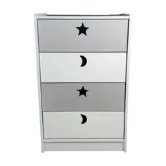 MUEBLES KIDS - Cajonera de 4 cajones blanca gris