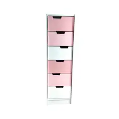 MUEBLES KIDS - Cajonera SLIM 6 cajones rosa kandoo.