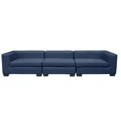 SOFAS HOME - SECCIONAL ROMA FELPA AZUL 3 CUERPOS
