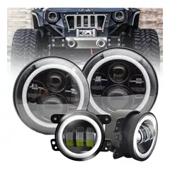 GENERICO - Kit Foco Jepp 7'' Ojo De Ángel + Foco Antiniebla 4'' Wrangle