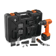 BLACK+DECKER - Kit Taladro atornillador 12V + 100 accesorios