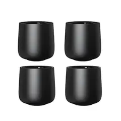 GENERICO - Pack 4 Vasos De Cerámica doble capa para Café - Negro