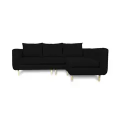 SOFAS HOME - SECCIONAL BOLLEN CHENILLE TIPO LINO NEGRO 3 CUERPOS