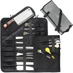 GENERICO - Bolso Porta Cuchillo Cocina Chef Parrilla Asado Picnic Gris