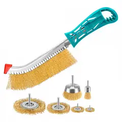 TOTAL TOOLS - Set Juego De Escobillas Alambre Rizada 7 Piezas Total