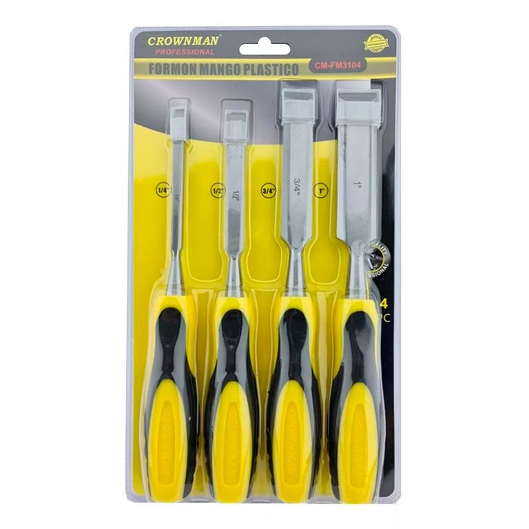 Juego Formones De Golpe Madera 4 Piezas Crownman Cm-fm3104