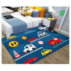 SMARTY - Alfombra Lisa Infantil Pista Autitos y Bomberos 120x160 CM