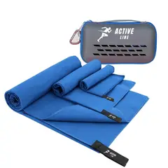 PARTYGLOBOS - Toalla Baño Viaje De Microfibra De Secado Rápido, 3 Pcs - Azul
