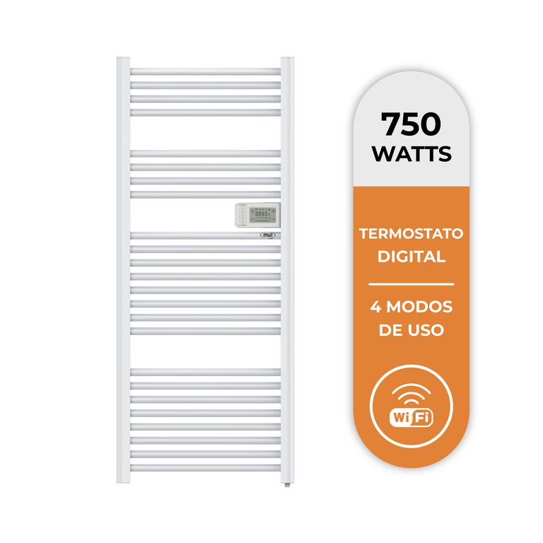 Secador de Toallas Electrico Tubular Blanco de 750W Con Wifi