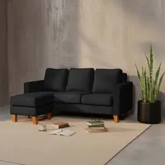 LATAM HOME - SECCIONAL VENECIA INTERCAMBIABLE TELA VELVET NEGRO