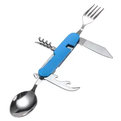 GENERICO - Set 6 En 1 Servicio Cubierto Plegable Navaja Camping Azul