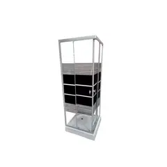 DECHAUS - Shower Door Con Receptaculo 70x70 Vidrio 5mm Franjas Negras