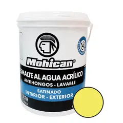 MOHICAN - ESMALTE AL AGUA ANTIHONGOS SATINADO 1 GALON AMARILLO