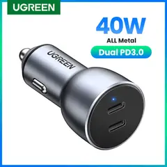 UGREEN - CARGADOR DE COCHE RÁPIDO USB-C PD+USB-C PD 60W