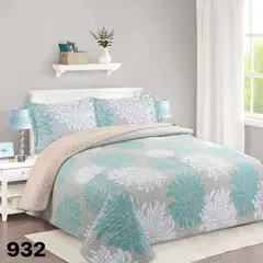 GENERICO - Cubrecama Sherpa 2 Plazas - Gris Mándalas Hojas M932