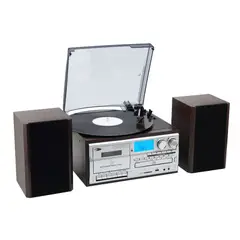 INTROTECH - Tornamesa Bluetooth Con Cd Y Cassette Parlantes Externos