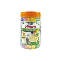 INABA - Snack Ciao Churu Pack 50 Unidades Sabor Atun y Pollo