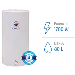 ANWO - Termo Eléctrico 80 Litros de Muro 1700 Watts Ducha VAN80LTS