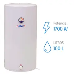 ANWO - Termo Eléctrico 100L 1700W Mural – 2 a 3 Duchas Bajo Consumo Anti Sarro