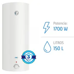 ANWO - Termo Eléctrico 150L 1700W Mural – 4 a 5 Duchas, Bajo Consumo, Anti Sarro