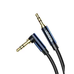 UGREEN - Cable Audio Auxiliar Curvo Jack 3.5mm M/M Trenzado 1m Azul Oscuro Av112