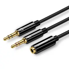 UGREEN - Cable De Audio Splitter H/2m Estereo Jack 3.5mm/2jack 3.5mm 20cm Negro Trenzado Av140