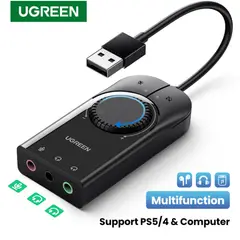 UGREEN - Tarjeta De Audio Externa 2.0 Usb-A/ 2jack 3.5mm M/2h (Estereo + Mic)