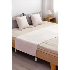 ANGELES DEL HOGAR - Piecera con Borla Para 2plazasKing blanco