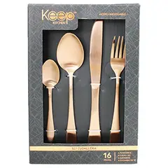 KEEP - SET CUBIERTOS ROSE GOLD 16 PCS 2,5 MM