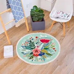 ANGELES DEL HOGAR - Alfombra Redonda de Estilo Étnico 120 cm