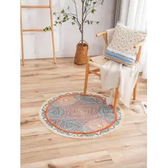 ANGELES DEL HOGAR - Alfombra de Estilo Étnico Redonda 120 cm