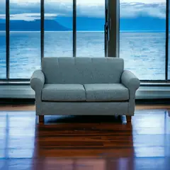 MUEBLES AMERICA - Sofá Lucy 2 Cuerpos Lino Azul Petróleo