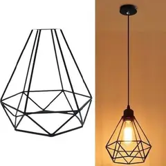 U BUY - Lampara De Fierro Colgante Tipo Diamante + Ampolleta Vintage