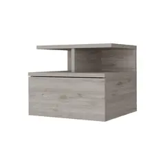 FMFURNITURE - Velador Flotante 1 Cajón - Gris 29.5x35.6x33.6 cm
