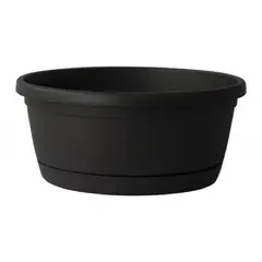 EURO3PLAST - Macetero de plástico con plato 30x13 cm color Gris antracita