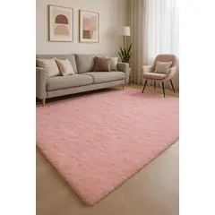 CLEMS CORTINAS - Alfombra Peluda Shaggy Rosa 200x220 Clems