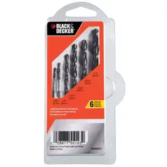 BLACK+DECKER - Set 6 Brocas HSS para Metal 2 a 8mm